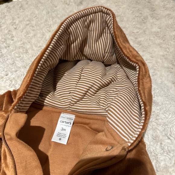 CARTER'S 3 month Bunting Brown Bear One Piece Winter Coat Jacket Snowsuit NEW - Picture 10 of 10